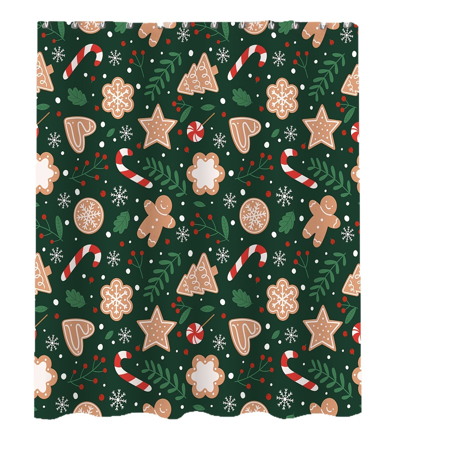 Weihnachtlicher Lebkuchen-duschvorhang Mit 12 Ringen, Wasserdicht – Duschvorhang Zur Raumtrennung Im Badezimmer – Badezimmerdekoration – Vorhang – 180 Cm X 180 Cm