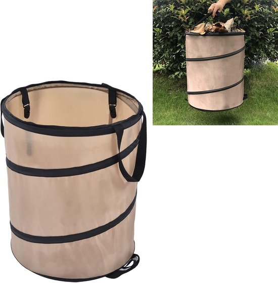 Mülleimer – Faltbarer Camping-mülleimer – 37 Liter – Geeignet Für Garten, Picknick Und Camping – 34 X 40 Cm – Hellbraun