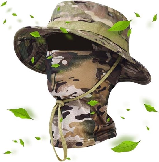 Kühlende Sturmhaube, Gesichtsmaske, Sonnenhut, Breitkrempiger Boonie-hut, Faltbar, Uv-schutz, Anglerhut, Outdoor-hut(1)