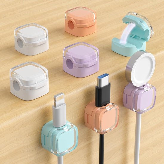 Magnetische Kabelclips – Kabelorganizer-set – Schreibtisch-organizer – Starker 3m-kleber – 8er-pack – Verschiedene Farben
