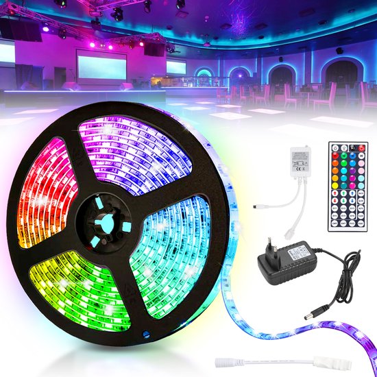2 Meter Langer Led-streifen 5050 Rgb, 60 Leds, Rgb-led-beleuchtung Mit 44-tasten-fernbedienung, Dimmbar, Selbstklebend, Batterieanschluss