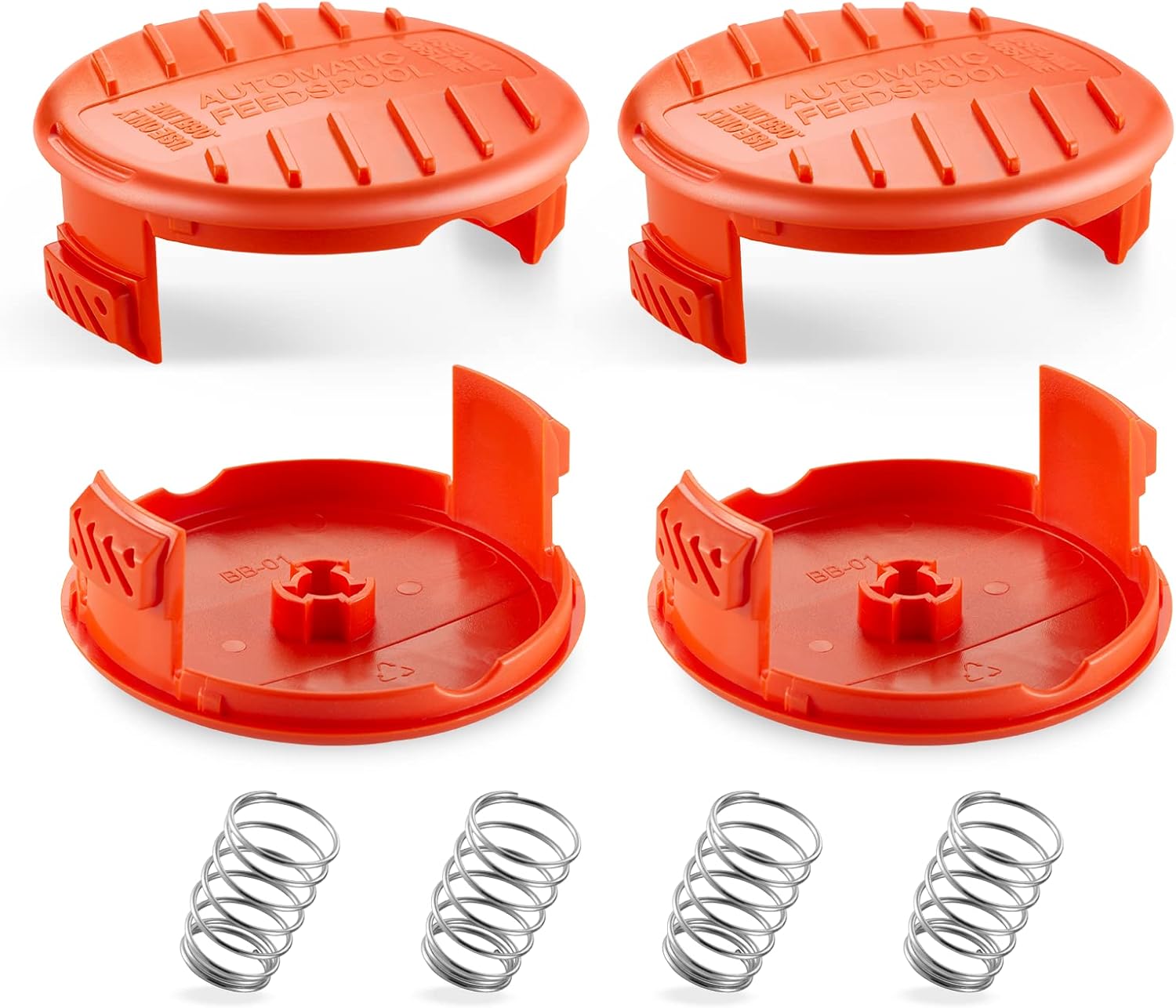 Spulenabdeckungen Und Federn Für Black+decker Rasenmäher, Ersatzspulenabdeckungen Für Rasenmäher, 4er-pack (4 Spulenabdeckungen + 4 Federn)