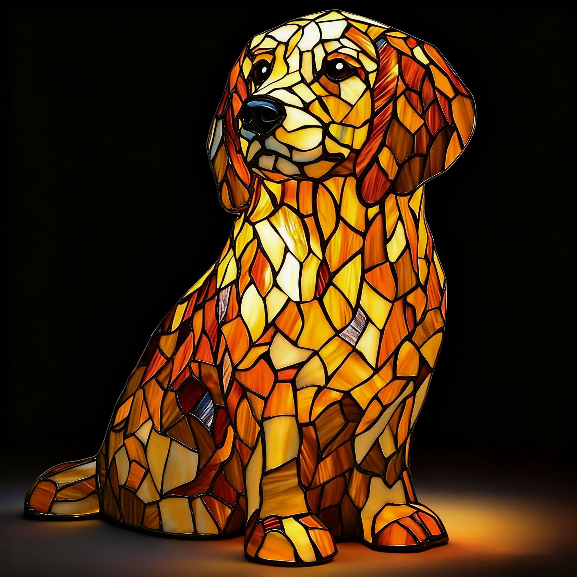 Golden Retriever Mit Seitlich Geneigtem Kopf – Batteriebetriebene Tischlampe – Retro-tischlampe – 3d-tier-nachtlicht – 17 Cm – Led-3d-lichtornament