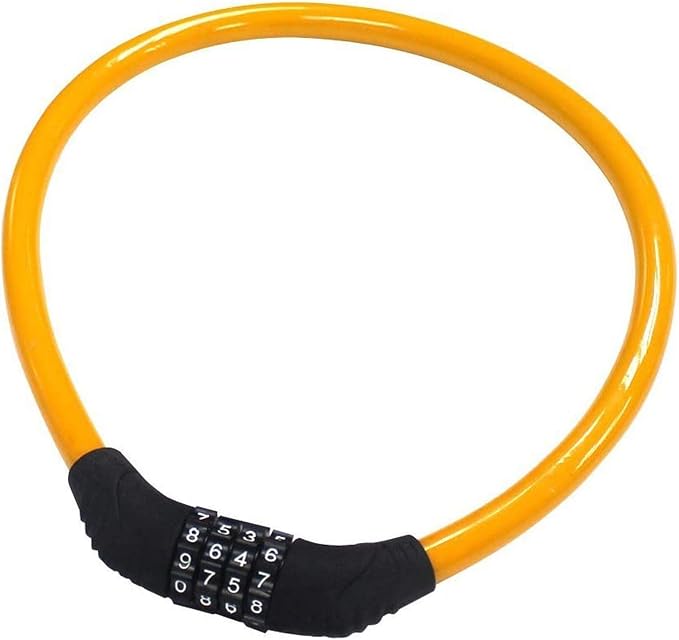 Fahrradsicherheitsschloss Mit Orangefarbenem Lederring, 4-stelliger, Zurücksetzbarer Zahlencode, Geeignet Für Fahrräder, 2 Fuß X 1/2 Zoll.