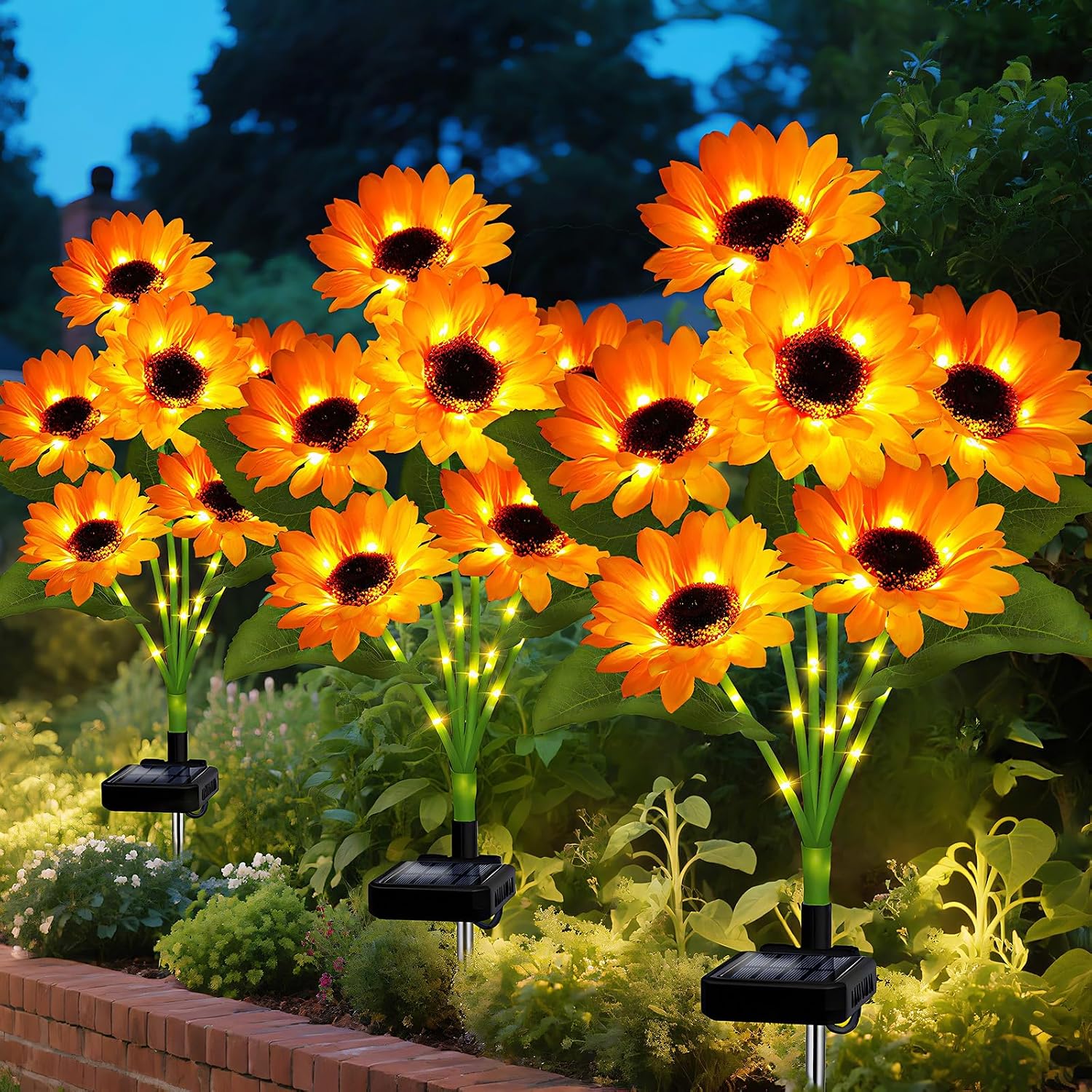 Solarbetriebene Sonnenblumenlichter Für Die Außendekoration – Wasserdichte Gartenstecker Mit 18 Sonnenblumen – Automatisches Ein-/ausschalten – Ideal Für Garten Und Hof