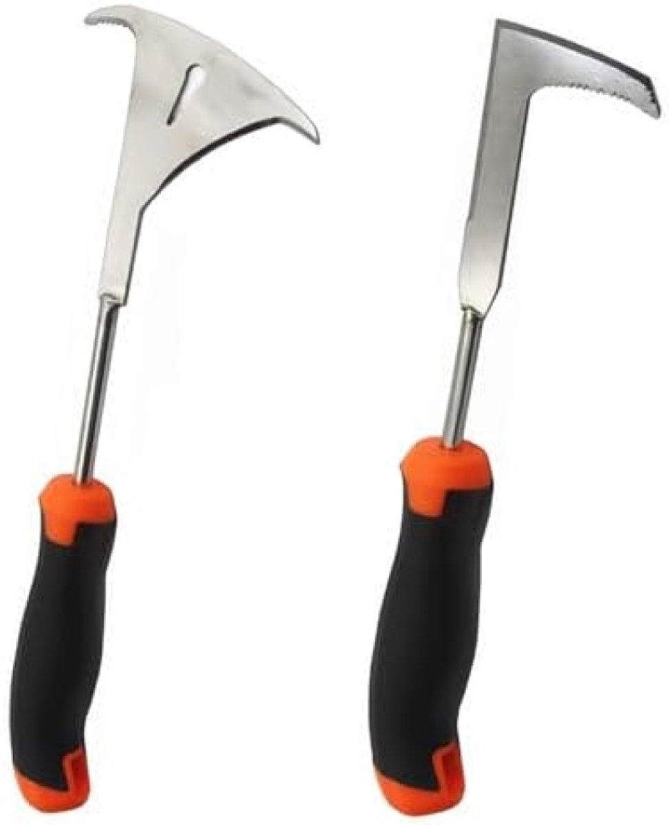 2er-pack Manueller Unkrautstecher Aus Edelstahl Mit Griff, Fugenschaber Und Moosentferner Für Pflasterfugen Und Gartenarbeiten (orange)