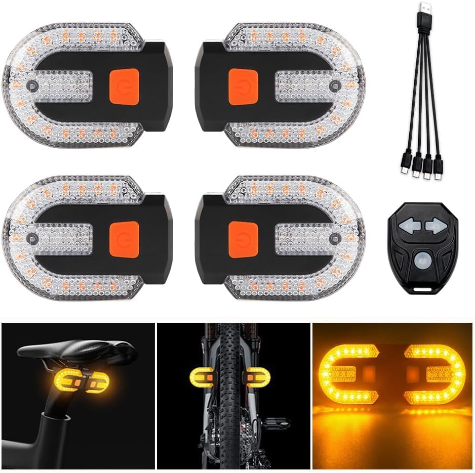 Fahrradblinker, Usb-wiederaufladbar, Fernbedienung, Geteilte Integrierte Rücklichter, 5 Modi, Wasserdicht, Stroboskop, Vorne, Hinten, Montage
