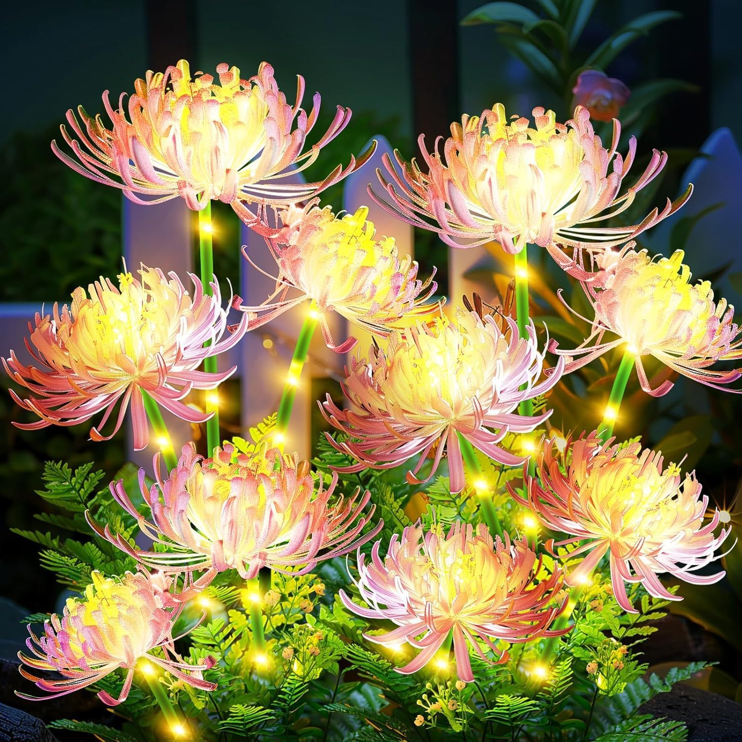 2-teiliges Solar-blumenleuchten-set Für Den Außenbereich, Ip65 Wasserdicht, Für Garten/wege/terrasse/patio/rasen