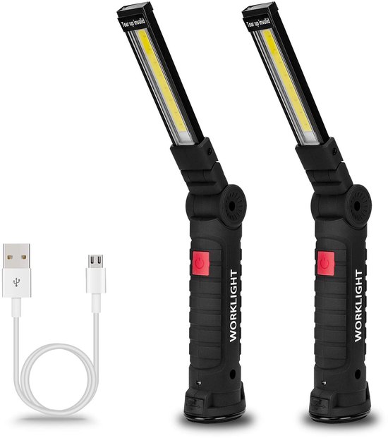2er-pack Wiederaufladbare 12v Cob Led-arbeitsleuchten Mit Magnetfuß Und 360°-drehung