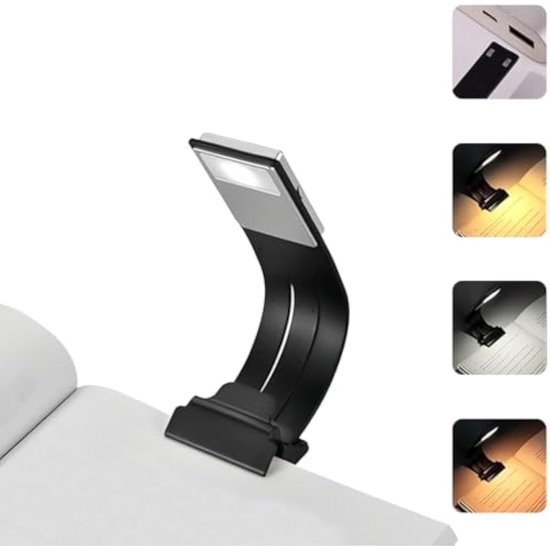 Led-leseleuchte, 360°-drehung, Usb-ladefunktion, 3 Beleuchtungsmodi, Schwarz, Kunststoffmaterial.
