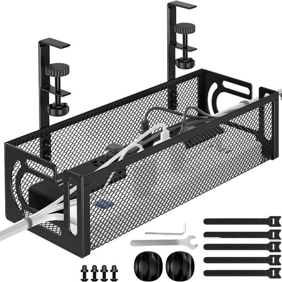 Kabelmanagement Für Den Schreibtisch, Kabelkanal Mit Clips (bohrfrei), Kabelorganizer Für Büro Und Zuhause, Beschädigt Keine Möbel, Schwarz