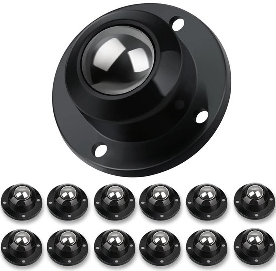 Selbstklebende Rollen, 12er-pack, Kugelgelagert, 360° Drehbar, Möbelrollen, Schwarz