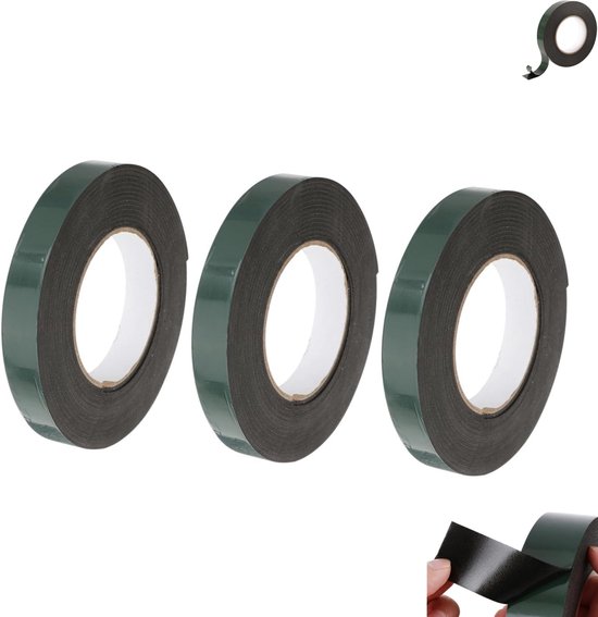 3er-pack, Klebeband, Schwarzes Doppelseitiges Schaumstoffklebeband, Starkes Klebeband Für Glas, Hochbelastbares Selbstklebendes Montageband