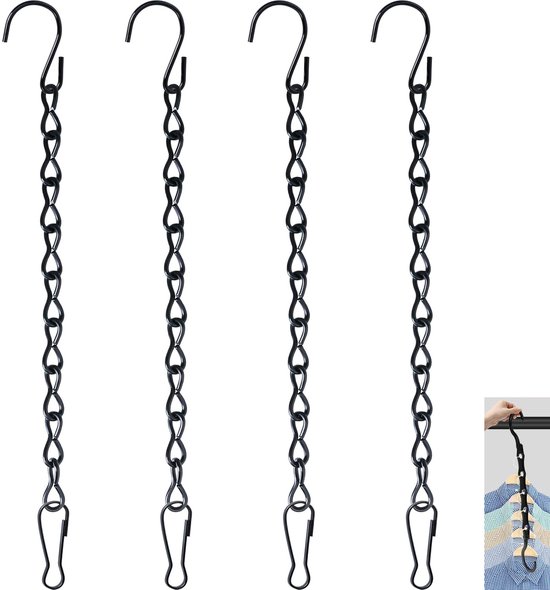 4-teilige Metall-hängeketten, 25 Cm Lang, Für Blumentöpfe, Futterhäuschen, Vogeltränken, Schilder, Laternen, Tafeln – Schwarz