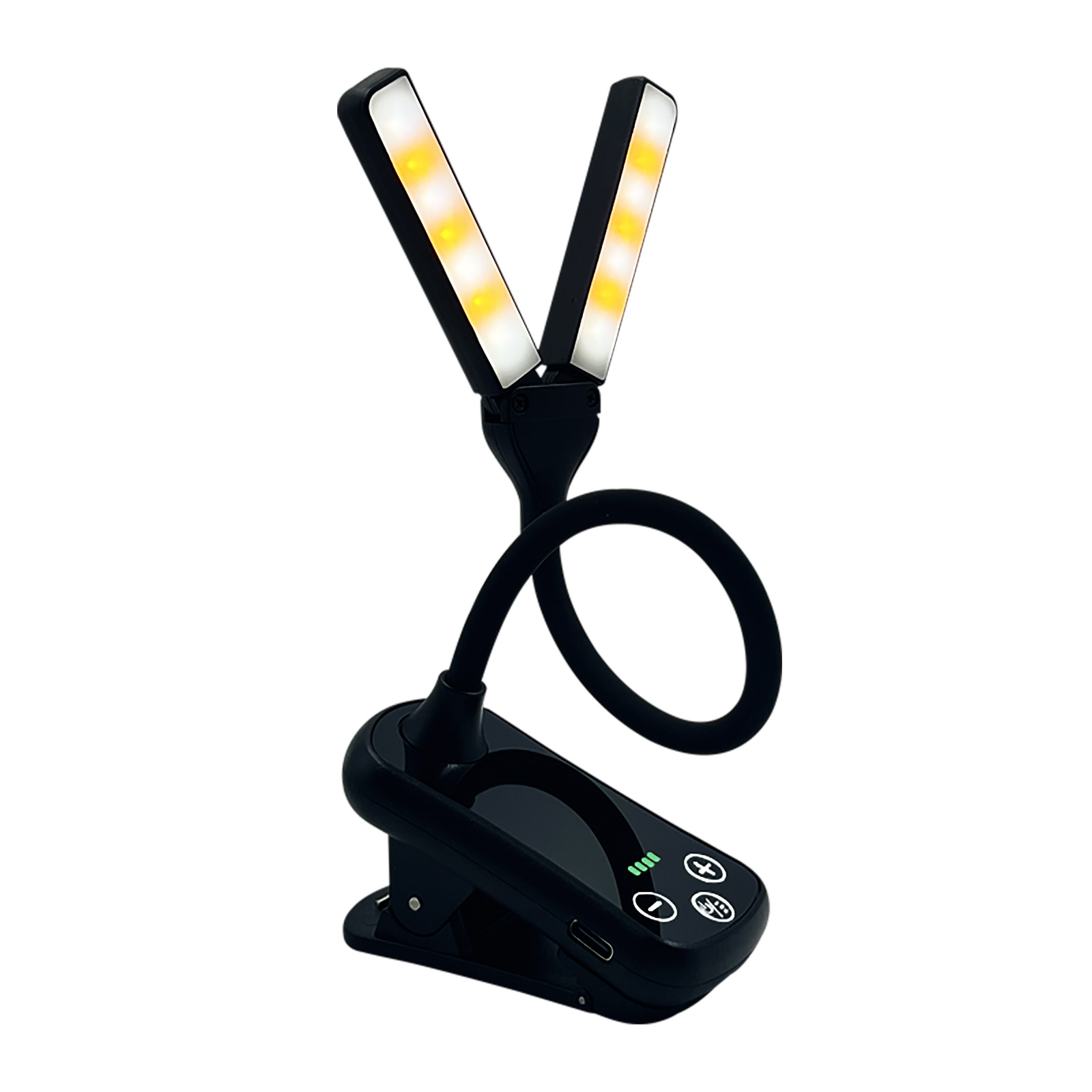 Wiederaufladbare Usb-leselampe – 8 Helligkeitsstufen, 8 Stunden Lesedauer – Buchleuchte – Klemmbare Buchleuchte – Klemmbare Nachttischlampe – Schwarz