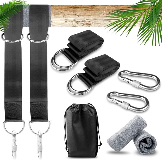 Schaukelbefestigung, Hängemattenbefestigung, Hängesesselbefestigung Mit Baumschutz, Polsterung, 2 Hochwertige Karabiner Und Aufbewahrungstasche, Aufhängegurt