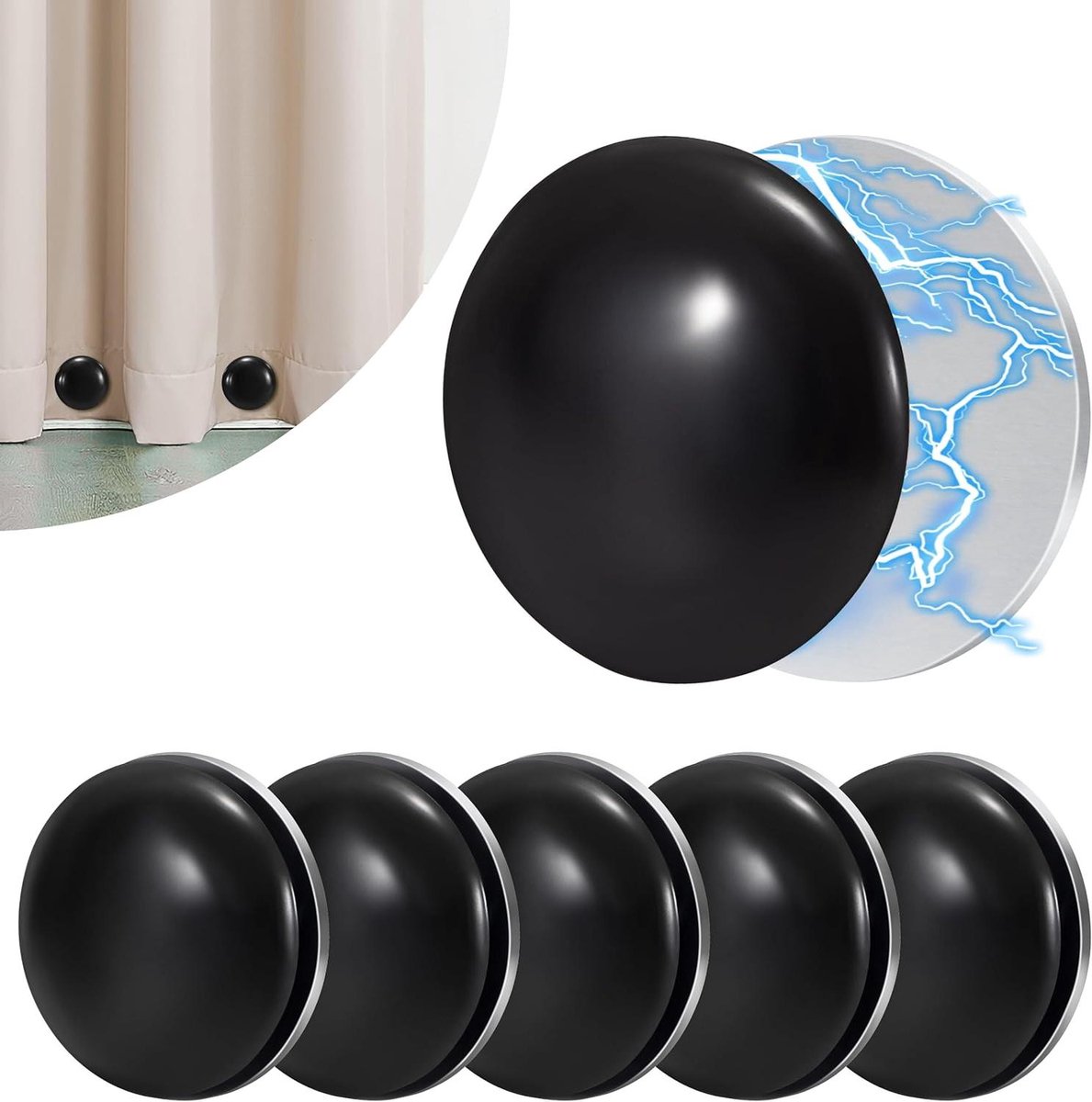 Magnetische Gegengewichte Für Duschvorhänge Und Tischdecken - Schwarz (6er-pack)