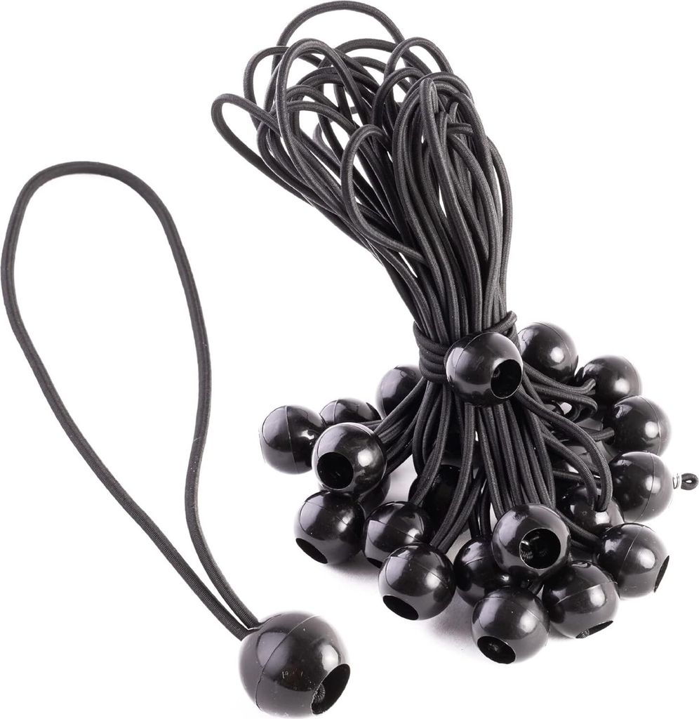 25er-packung Gummiseile, Spanngurte Mit Kugelhaken, Elastische Bindebänder, Für Zelte, Planen, Taschen, Pools, 20 Cm Lang.