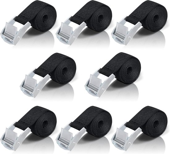 Kurze Spanngurte, 1 Meter, 25 Mm Breit – Verstellbare Befestigungsgurte Für Fahrräder, Motorräder, Gepäck Und Camping – 8er-pack – Schwarz