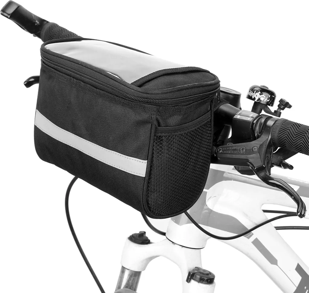 Fahrradtasche, Fronttasche Für Fahrräder, Isolierte Fahrradtasche, Kühltasche, Mountainbike-lenkertasche Mit Reflektorstreifen, Schwarz.