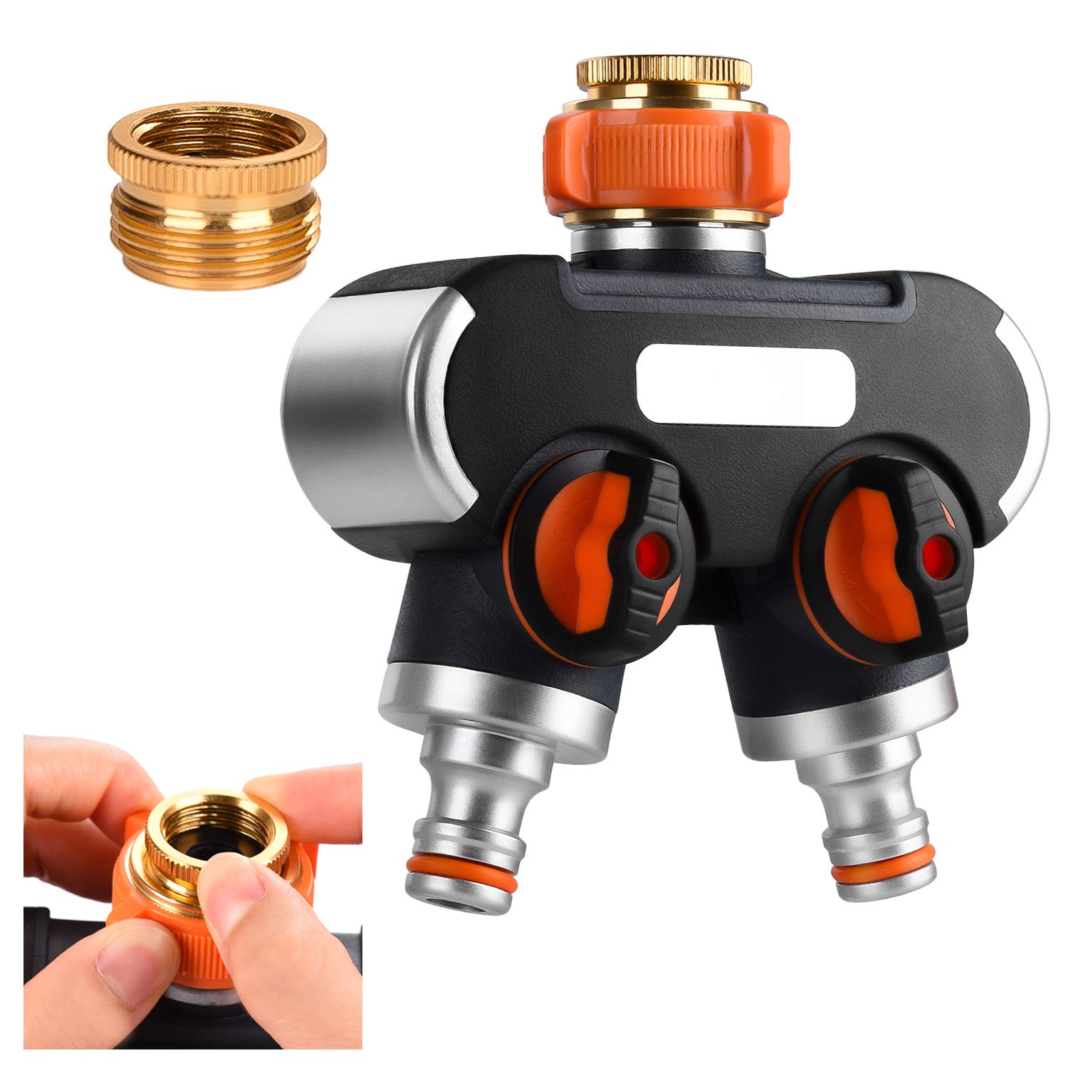 2-wege-verteiler, Gartenschlauchverteiler, 3/4-zoll- Und 1/2-zoll-wasserverteiler, Einstellbarer Und Arretierbarer Wasserdurchfluss.