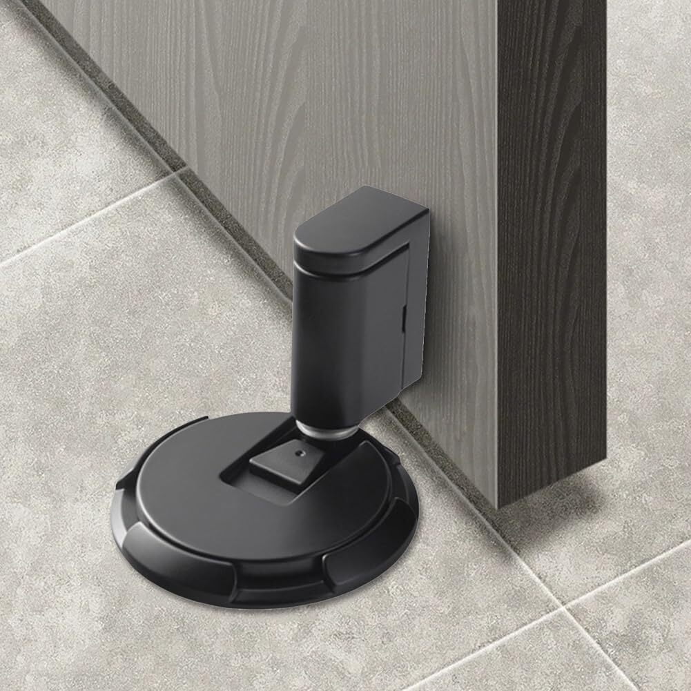 Mechanischer, Freistehender Türstopper, Höhenverstellbar, Für Türen Mit Einer Spalthöhe Von Maximal 1,9 Cm (3/4 Zoll), Nicht Magnetisch, Schwarz