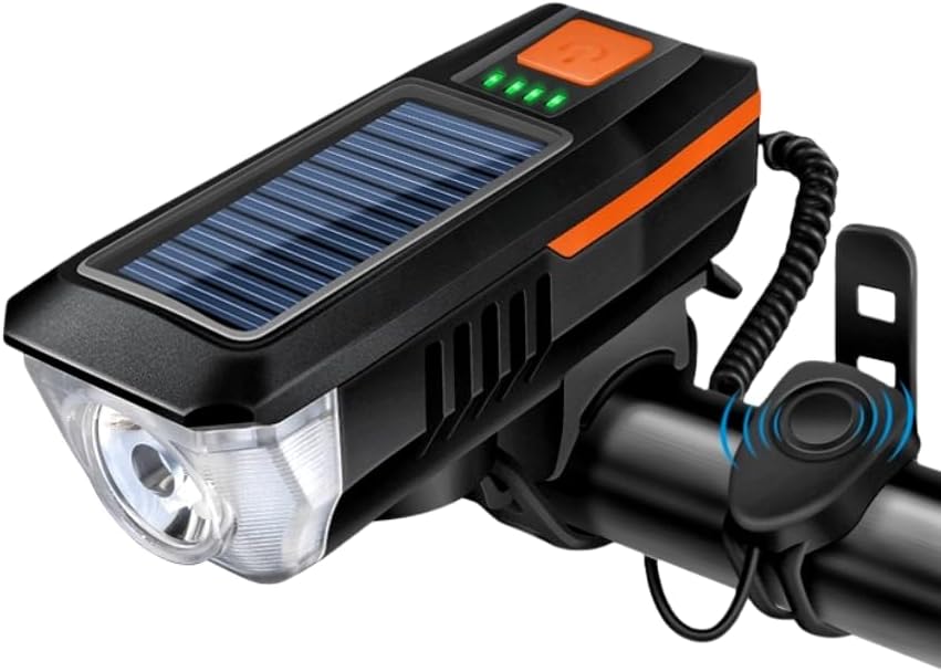 2000-mah-solar- Und Usb-fahrradlichtset Mit 120-db-hupe (5 Modi), Wasserdichter Ipx5-fahrradscheinwerfer Für E-bikes Und Mountainbikes