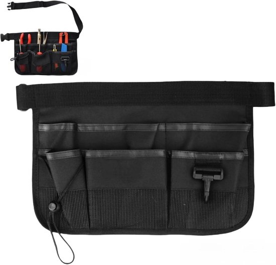 Schwarze Unisex-gartengerätetasche Aus Oxford-gewebe, 34 X 23 Cm, Mit 7 Fächern Und Gürtel, Inklusive Gürtel