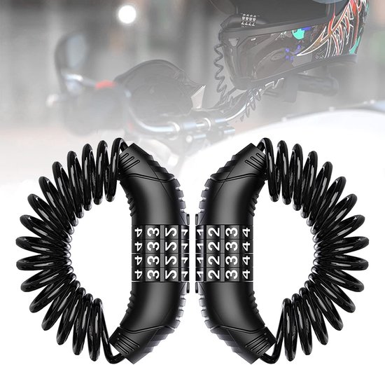 Fahrrad-kombinationsschlösser, 2er-pack, Schwarz, Motorradhelmschloss, Diebstahlsicherung, Einziehbar, Gepäckschloss, 4-stellige Zahlenkombination, Sicherheitsschloss