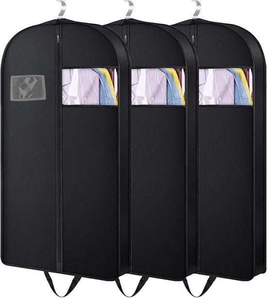 3 Schwarze Kleidersäcke – 60 X 110 Cm – Atmungsaktive Anzugtasche – Reise-kleiderhülle – Mantel – Jacke – Schutzhülle Mit Reißverschluss