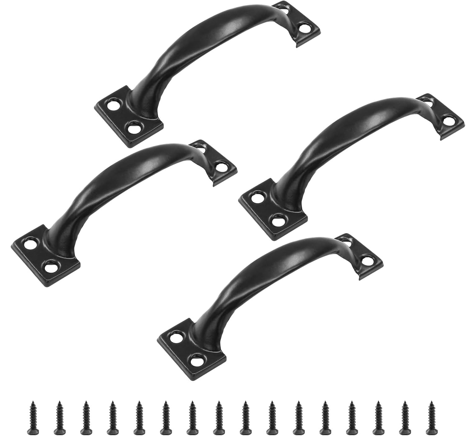 Vier 10 Cm Lange Metalltürgriffe, Schwarze, Gebogene Griffe Im Vintage-stil Für Außenbereich, Garage, Schubladen, Schränke, Schminktische