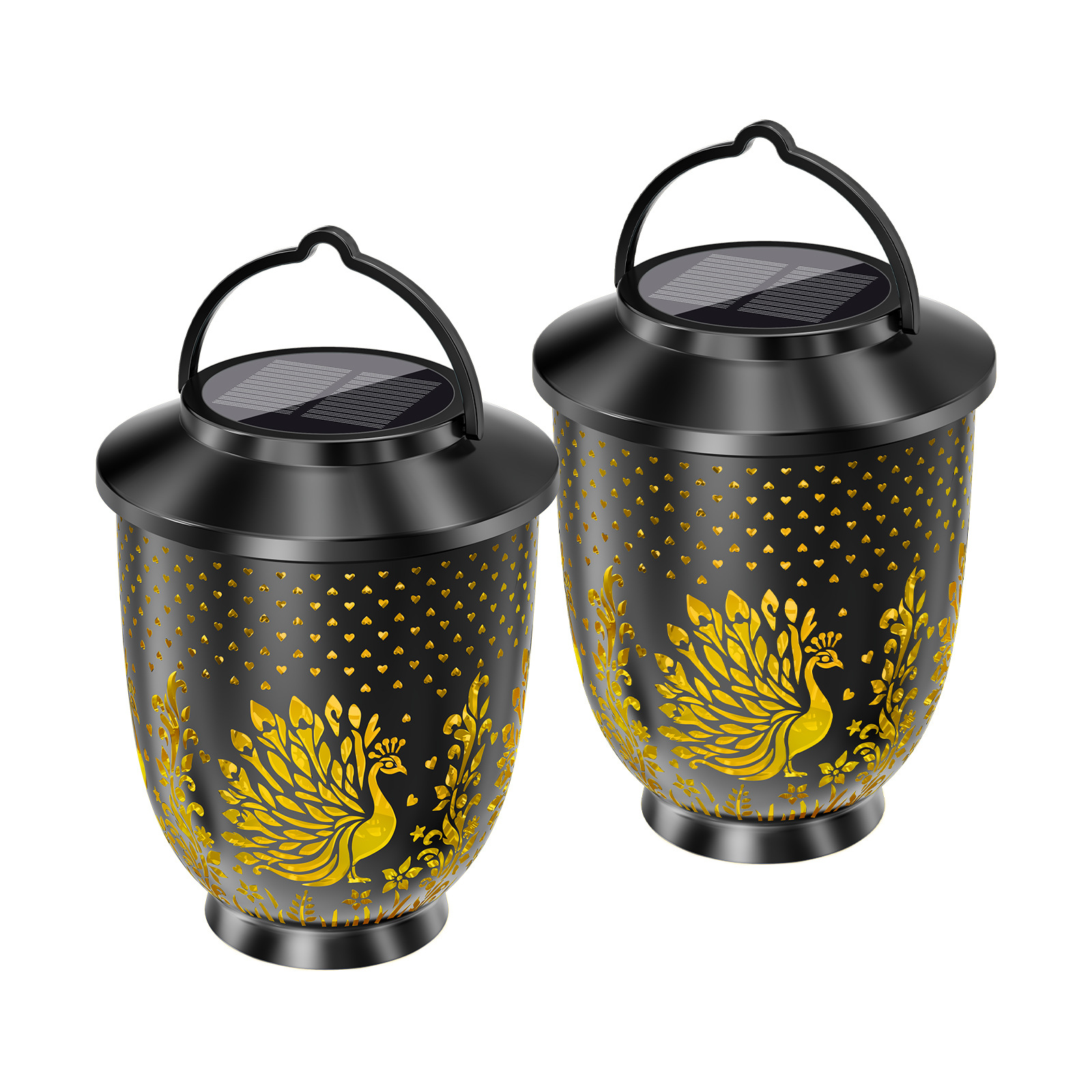 2er-pack Pfauen-solarlaternen – Wasserdicht – Zum Aufhängen – Außendekoration – Für Terrasse, Garten, Hinterhof Und Veranda