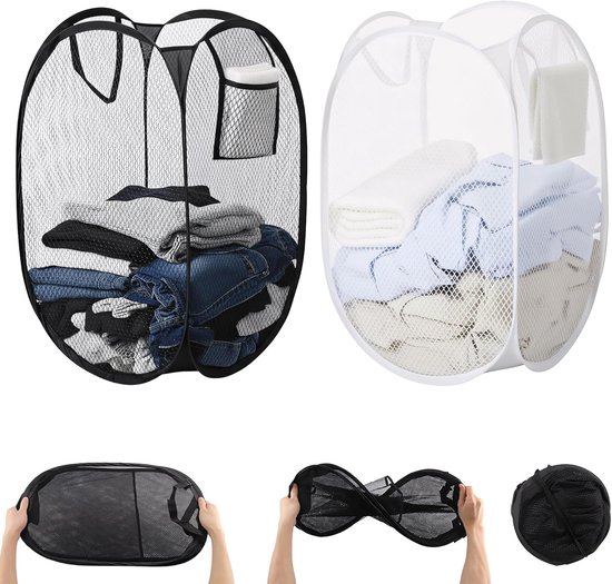 Zweiteiliges, Faltbares Wäschekorb-set Mit Griffen, Großer Faltbarer Wäschekorb, Flexibler Wäschesack, Camping, Atmungsaktiv.