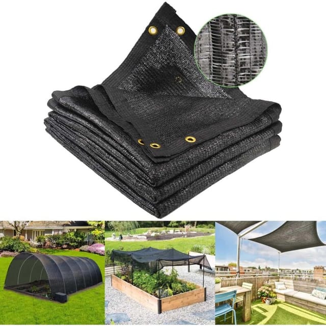Gartensonnensegel, 40 %, 3 x 6 m, mit verstärkten Messingösen, schwarz, für Pflanzen, Gewächshäuser, Terrassen und Hühnerställe