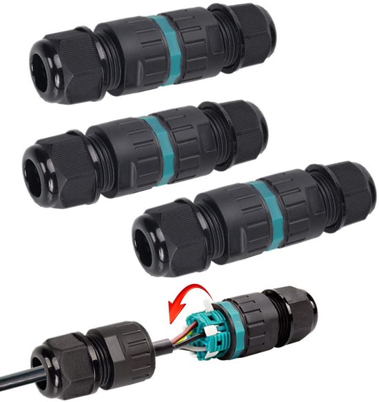 3-adriger Kabelverbinder, Wasserdichter Kabelverbinder, Schutzart Ip68, Anschlussdose Für Kabel Von 5 Bis 9 Mm², Verbindet Kabel Ohne Löten