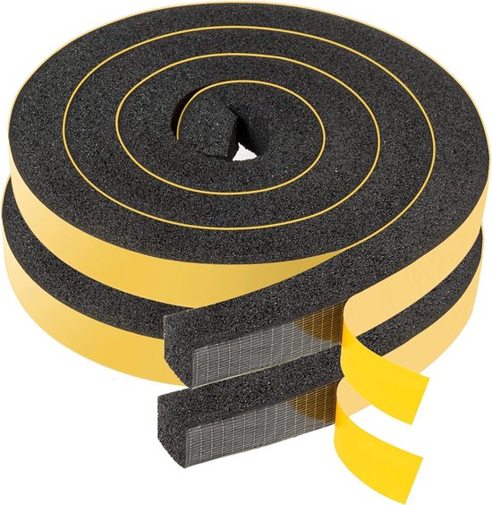 2er-pack Selbstklebende Schaumstoff-türdichtung, Winddichtungsstreifen, 1,8 M, Schwarz