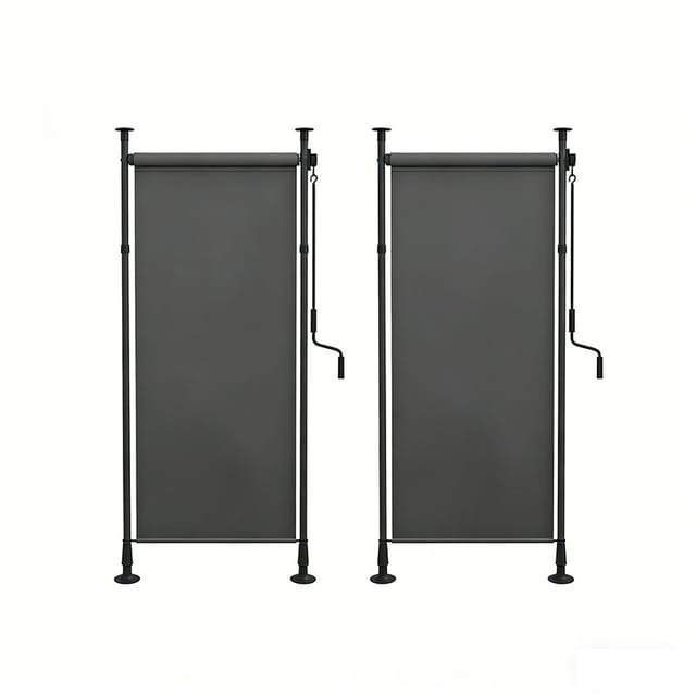 2er-Set senkrechtmarkise Sonnenschutz Balkonrollo 120x220-310cm wetterfest mit Kurbel Polyester Dunkelgrau für Terrasse & Garten
