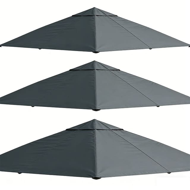3er-Set pavillondach 3x3m Ersatzdach für Pavillonabdeckung, Sonnenschutz aus Polyester, dunkelgrau für Garten & Terrasse