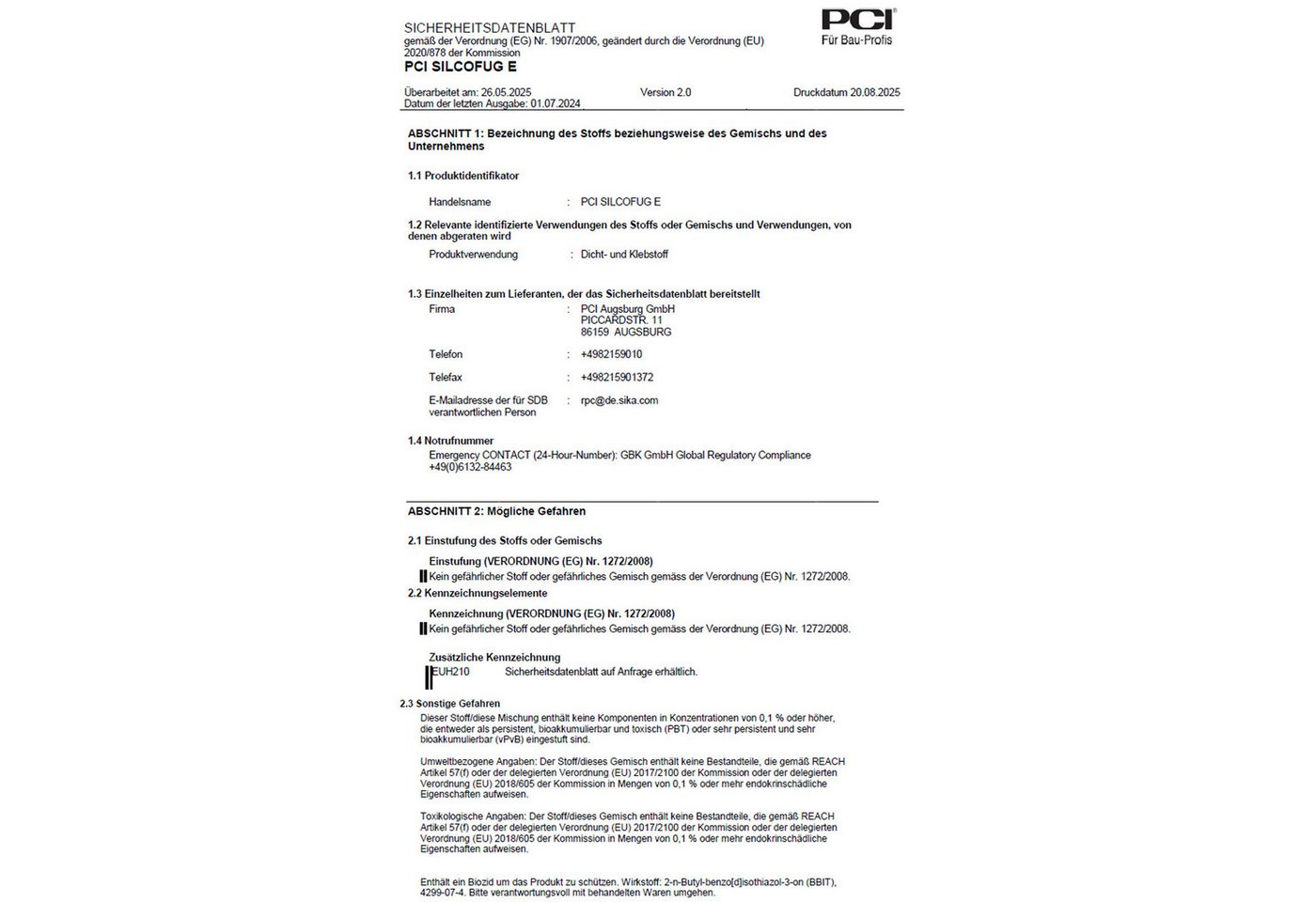 Silcofug e Silikon innen & außen Nr. 19 basalt - PCI Bild 2