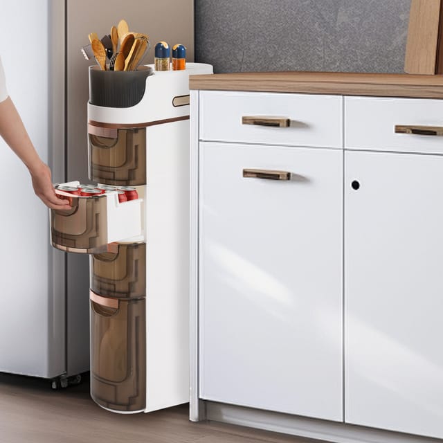 4 Schichten schlanke Badezimmer Aufbewahrungsschrank, Haushaltsmobile Aufbewahrungsschrank, 4 Schubladen schmaler Aufbewahrungswagen