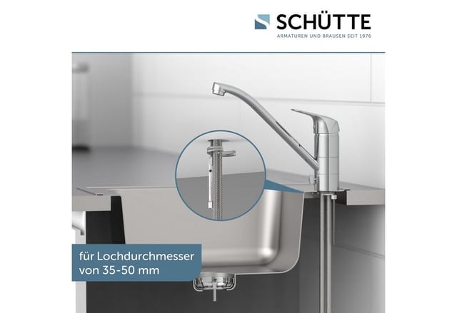 SCHÜTTE Wasserhahn Küche Einhebelmischer Küchenarmatur Spültischarmatur Mischbatterie Spülbecken Unterfenster-Montage Klassisch MB35210