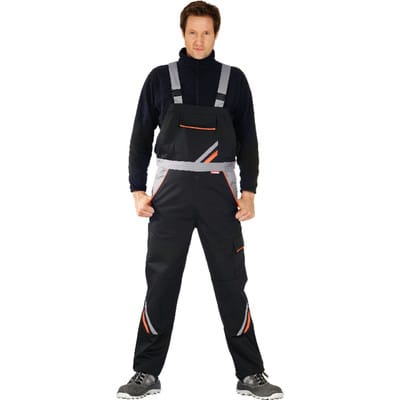 Planam Latzhose schwarz/orange/zink 58