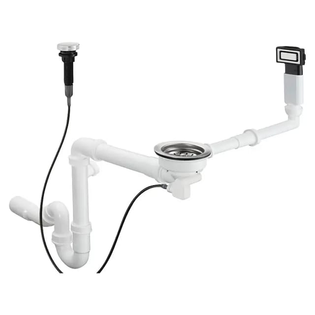 Ablaufgarnituren - Automatische Ab- und Überlaufgarnitur für Abwasch, Edelstahl 43931800 - Hansgrohe