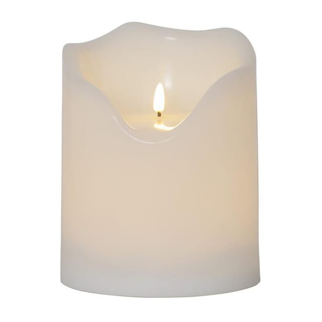 Star Trading - Kerze Flamme Grand, Stumpenkerze, Weiß, led, Timer, Warmweiß, Außenbereich, 20 cm