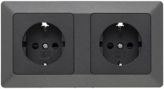 Milos Set 2 Steckdosen, 250V, 16A, Anthrazit