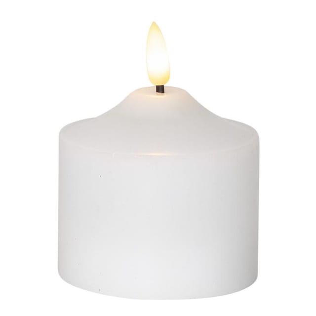 Best Season - Star Trading Kerze Flamme, Stumpenkerze, Dekoration, Weiß, led, Timer, Warmweiß, 9,5 cm