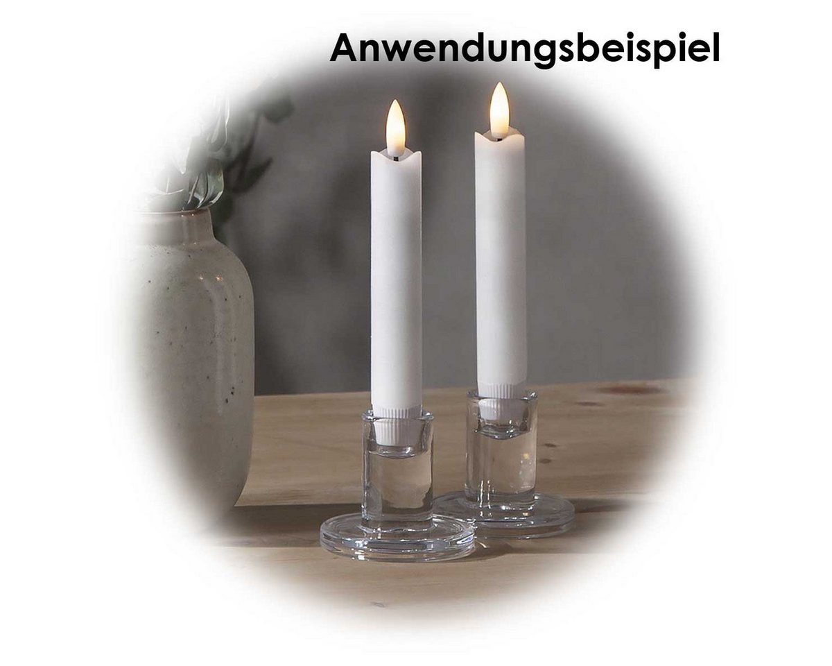 Star Trading Kerzen-Set Flamme, 2 Stück, Wachs, Weiß, Antik-Design, led, Timer, Warmweiß, 15 cm Bild 2