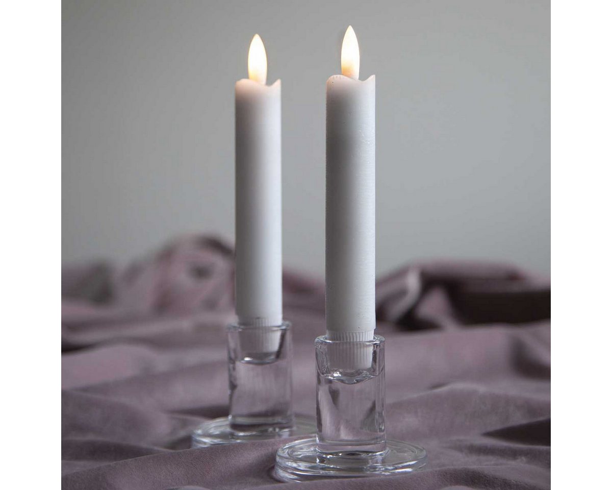 Star Trading Kerzen-Set Flamme, 2 Stück, Wachs, Weiß, Antik-Design, led, Timer, Warmweiß, 15 cm Bild 3