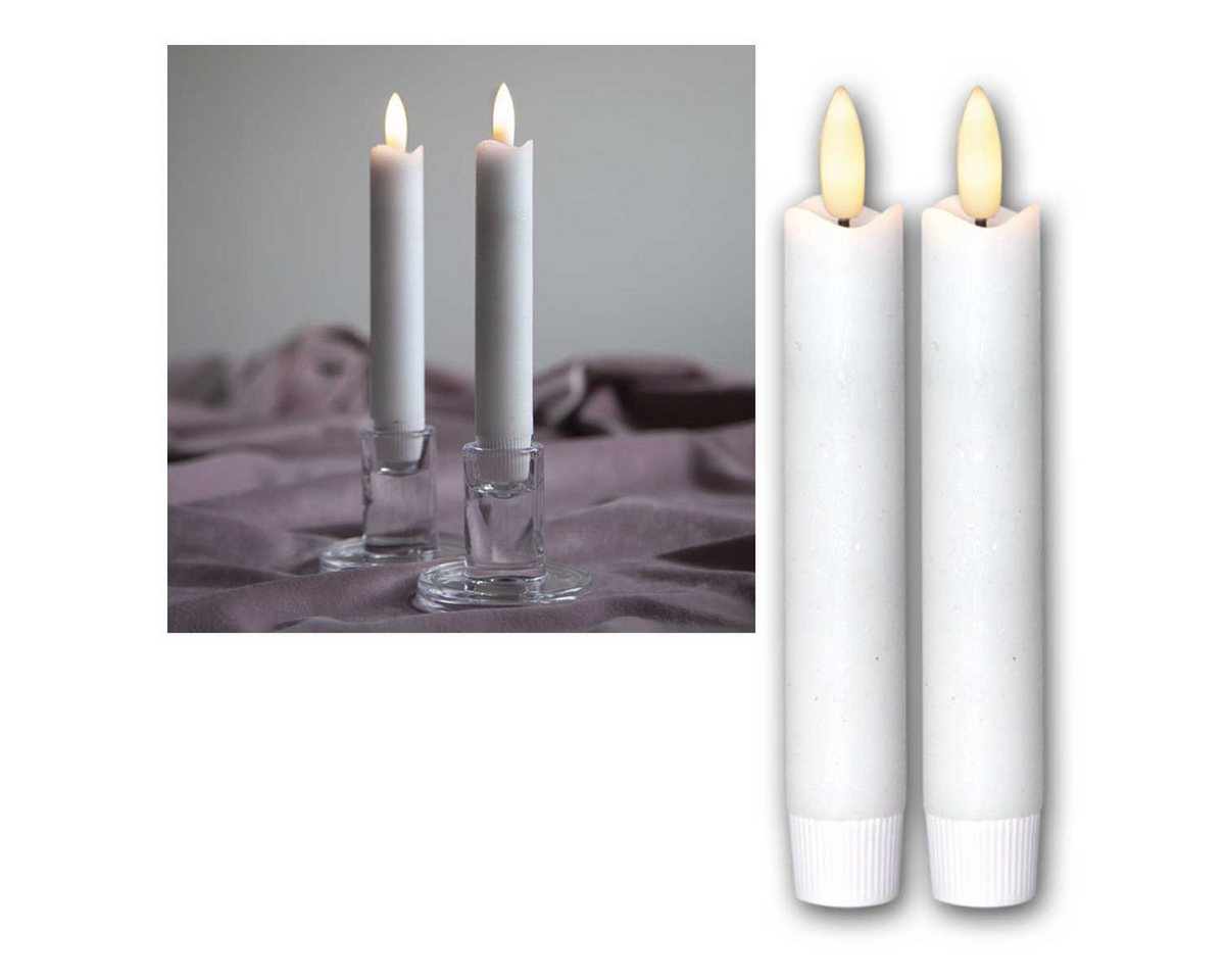 Star Trading Kerzen-Set Flamme, 2 Stück, Wachs, Weiß, Antik-Design, led, Timer, Warmweiß, 15 cm Bild 5