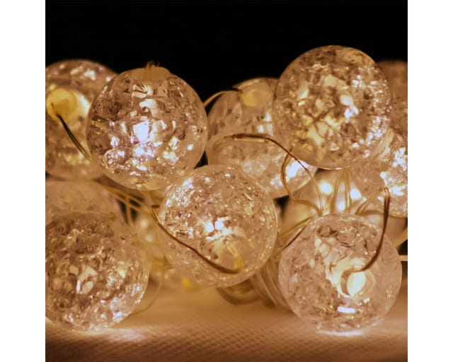 Best Season - Star Trading Batteriebetriebene Lichterkette ,Marble', 15 led Kugel in Bruchglas-Optik, Timer, warmweiß, l 140cm